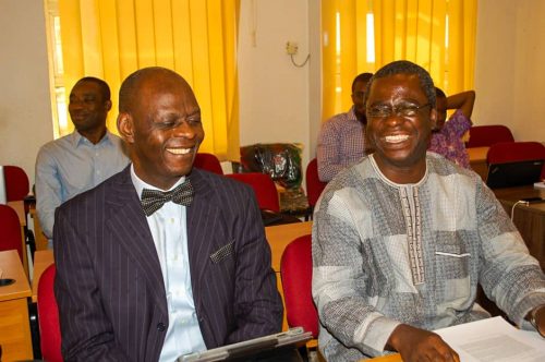 PROFESSOR SAM OLOFIN AND PROFESSOR OLUBUSOYE DURING ONE OF CEAR WORKSHOP